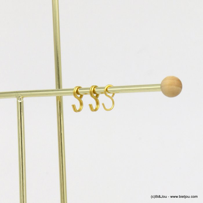 présentoir colliers 3 niveaux 30 crochets métal socle bois 0620503 doré