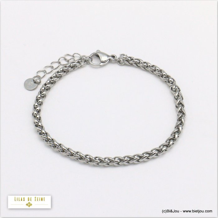 bracelet chaîne maille palmier 4mm acier inoxydable femme 0220010 bracelet chaîne maille palmier 4mm acier inoxydable femme 0220010
