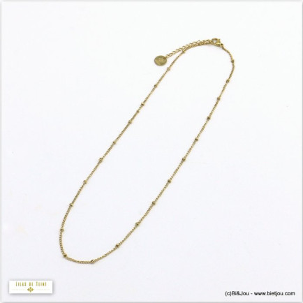 chaîne porte-charms maille forçat 38cm acier inoxydable femme 0120630