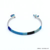 Bracelet jonc ouvert métal polyester rocaille 0216027 bleu