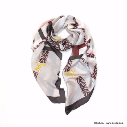 foulard imprimé léopard touché soie polyester femme 0721001