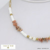 collier surfeur pierre perle nacre acier inoxydable femme 0121077 rouge corail