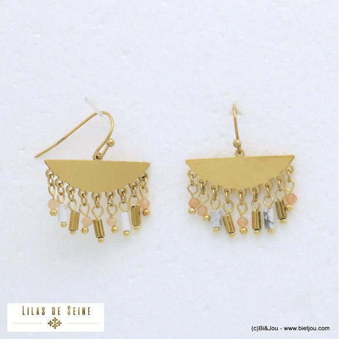 boucles d'oreilles éventail pierre acier inoxydable femme 0321082 boucles d'oreilles éventail pierre acier inoxydable femme 0321082
