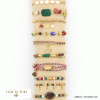 ensemble de 10 bracelets dorés oeil  pierre cristal acier inoxydable femme 0221554 multi