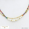 collier double-rangs acier inoxydable perles eau douce perles rocaille femme 0121533 multi