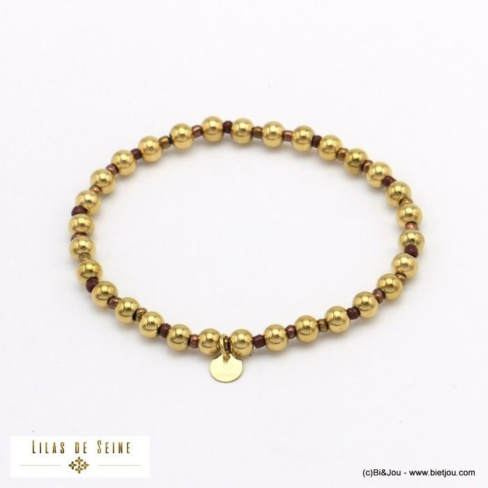 bracelet billes acier inoxydable perles rocaille femme 0221548
