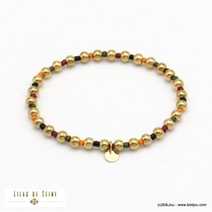 bracelet billes acier inoxydable perles rocaille femme 0221548