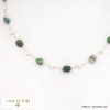 collier éclats pierre perles acrylique acier inoxydable femme 0121537 vert