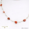collier éclats pierre perles acrylique acier inoxydable femme 0121537 rouge bordeaux