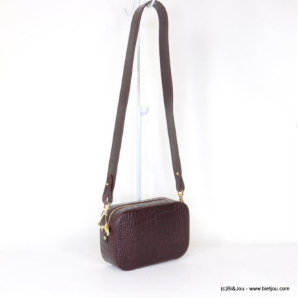 sac box CUIR VERITABLE rigide effet croco femme 091542