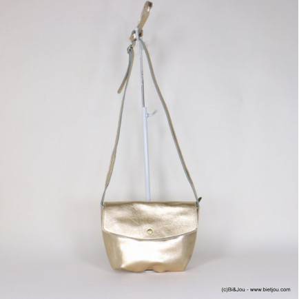 sac à bandoulière CUIR VERITABLE irisé grainé doré femme 091533