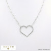 collier coeur martelé chaîne maille rectangulaire acier inoxydable femme 0121546 argenté