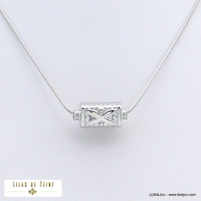 collier talisman chaîne maille serpent acier inoxydable femme 0121501 argenté