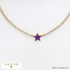 collier ras de cou strass étoile émail acier inoxydable femme 0121554 violet