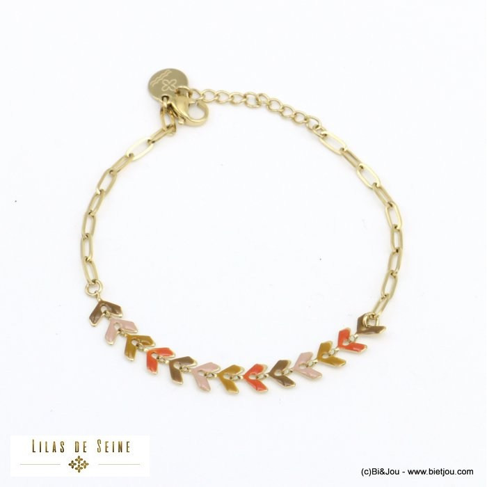 bracelet épi de blé - feuille de laurier émail acier inoxydable femme 0221575 bracelet épi de blé - feuille de laurier émail acier inoxydable femme 0221575