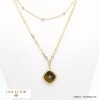collier double rang baroque rococo pierre naturelle soleil acier inoxydable femme 0121566 marron