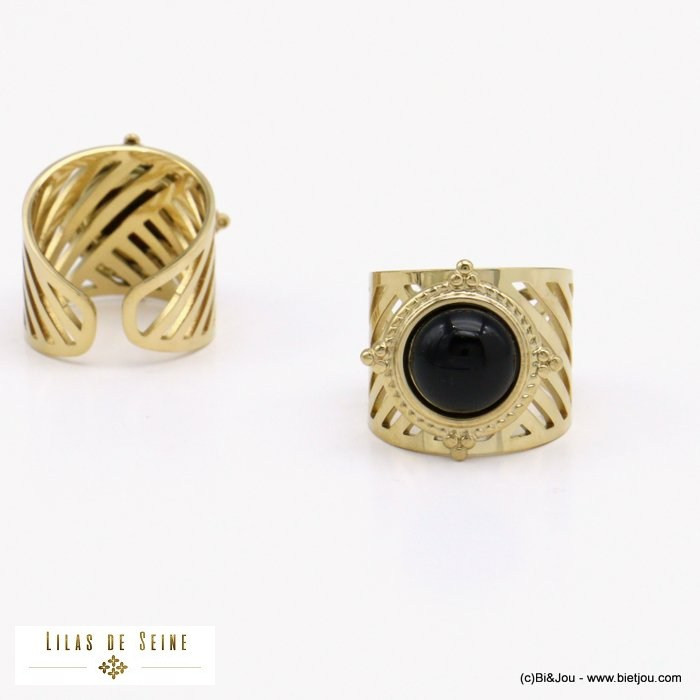 bague large cabochon pierre acier inoxydable femme 0421522 bague large cabochon pierre acier inoxydable femme 0421522