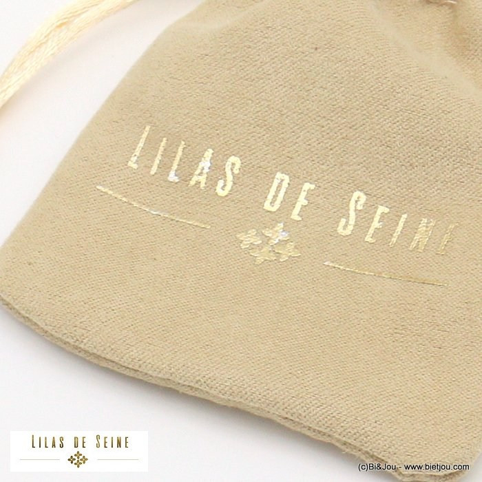 petit pochon tissu touché nubuck pour boucles d'oreilles ou bague Lilas de Seine 0621501 naturel/beige