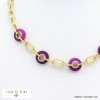 collier anneaux résine marbrée chaîne maille rectangulaire acier inoxydable femme 0121531 violet