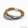 bracelet multi-brins cuir aimanté tubes métal femme 0218030 bracelet multi-brins cuir aimanté tubes métal femme 0218030