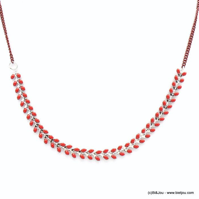 collier épis de blé métal émail femme 0121607 rouge