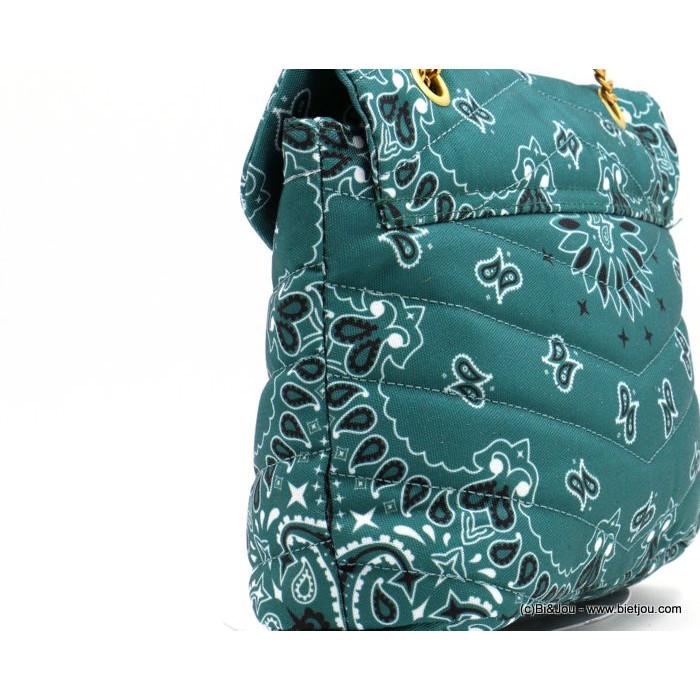 sac matelassé à bandoulière chaîne métal polyester fermoir abeille femme 0922004 vert