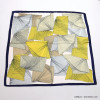carré satin motif éventails touché soie polyester femme 0722005 jaune