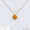collier acier inoxydable pendentif carré pierre naturelle soleil rayonnant 0122033 cognac