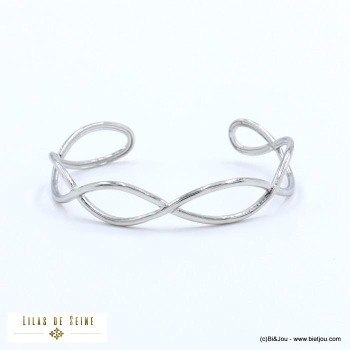 bracelet jonc fil entrelacé acier inoxydable femme 0221597 bracelet jonc fil entrelacé acier inoxydable femme 0221597