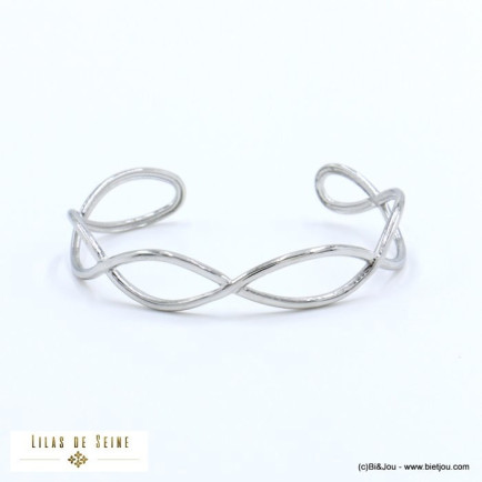bracelet jonc fil entrelacé acier inoxydable femme 0221597