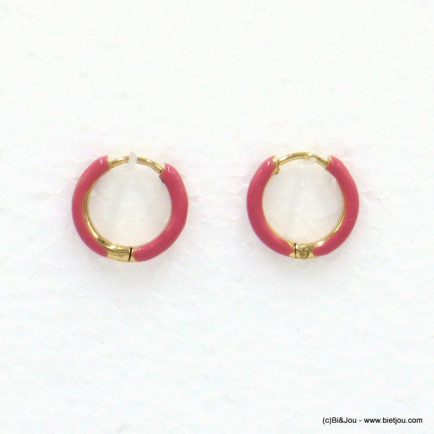 boucles d'oreille mini créoles acier inoxydable minimaliste émail femme 0322032