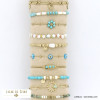 ensemble de 10 bracelets fleur étoile résine perle pierre nacre acier inoxydable femme 0222038 bleu turquoise