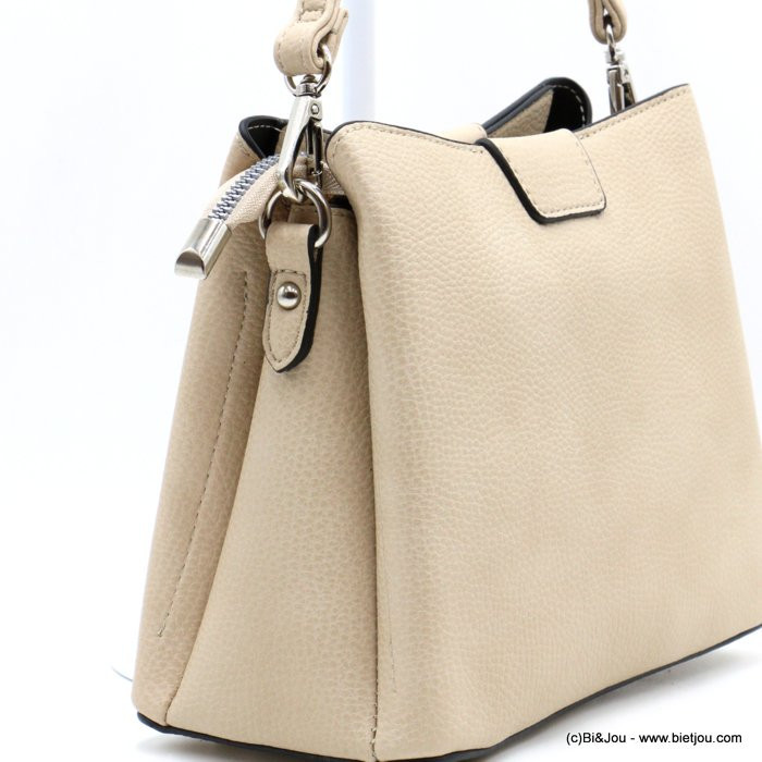 Sac porte épaule Flora&Co simili-cuir grainé femme 0922054 naturel/beige