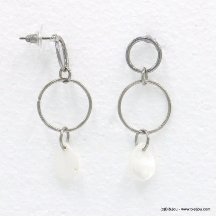 boucles d'oreilles bijoux de plage goutte nacre anneaux métal femme 0322073 boucles d'oreilles bijoux de plage goutte nacre anneaux métal femme 0322073
