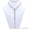 collier Y minimaliste chaîne maille serpent métal bicolore cristal femme 0122089