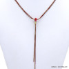 collier Y minimaliste chaîne maille serpent métal bicolore cristal femme 0122089 rouge bordeaux