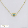 collier acier inoxydable oeil chance cabochon pierre femme 0122068 bleu turquoise