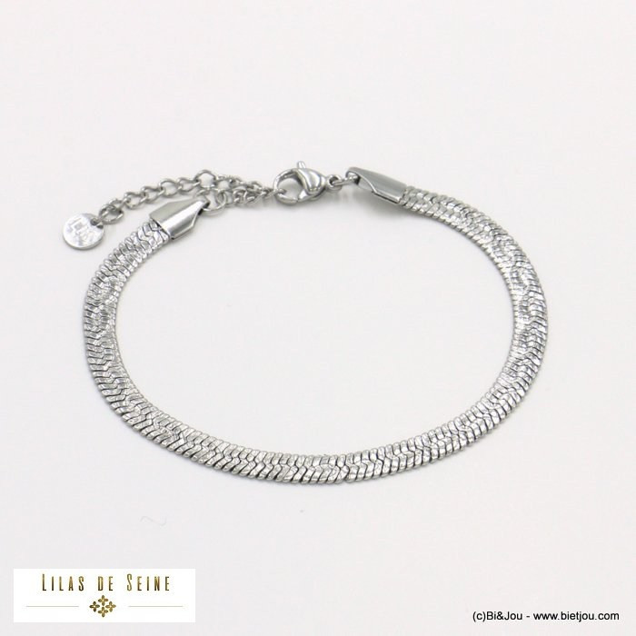 bracelet acier inoxydable minimaliste chaîne maille miroir motif tresse 5mm femme 0222095 bracelet acier inoxydable minimaliste chaîne maille miroir motif tresse 5mm femme 0222095
