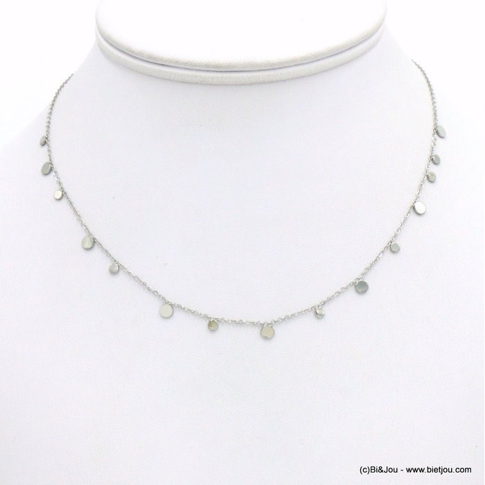 collier acier inoxydable breloque pampille ronde femme 0122075 collier acier inoxydable breloque pampille ronde femme 0122075