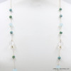 sautoir minimaliste billes transparentes cristal coloré chaîne serpent femme 0122107 bleu turquoise sautoir minimaliste billes transparentes cristal coloré chaîne serpent femme 0122107 bleu turquoise
