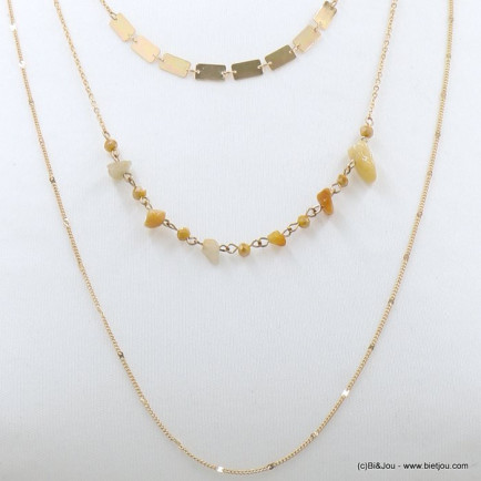 collier layering minimaliste chips pierre cristal métal femme 0122108 doré collier layering minimaliste chips pierre cristal métal femme 0122108 doré