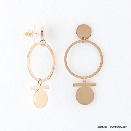 boucles d'oreille acier inoxydable géométrique anneau femme 0318045