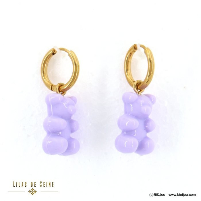 boucles d'oreille mini-créoles acier inoxydable ourson guimauve femme 0322105 boucles d'oreille mini-créoles acier inoxydable ourson guimauve femme 0322105