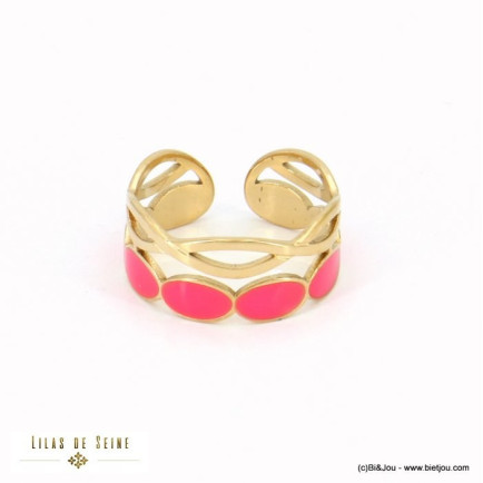 bague ouverte acier inoxydable ovales résine époxy femme 0422058