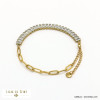 bracelet acier inoxydable géométrique contemporain barre horizontale strass femme 0222104