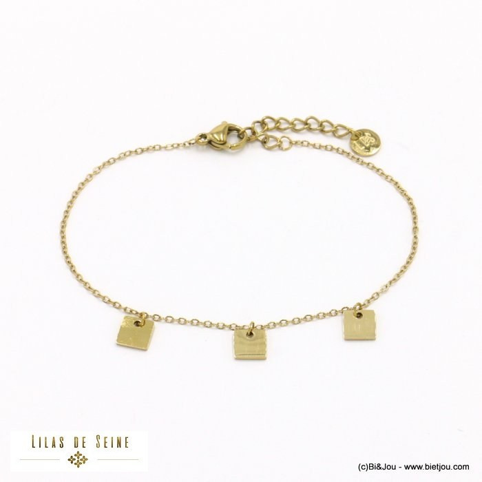 bracelet acier inoxydable minimaliste géométrique carré femme 0222139