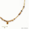collier acier inoxydable rondelles pierre naturelle pendentif strass chaîne maille vénitienne femme 0122523 naturel/beige