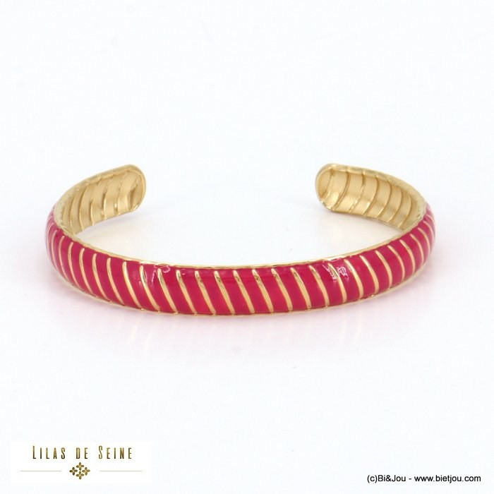 bracelet jonc ouvert acier inoxydable vintage résine époxy femme 0222522