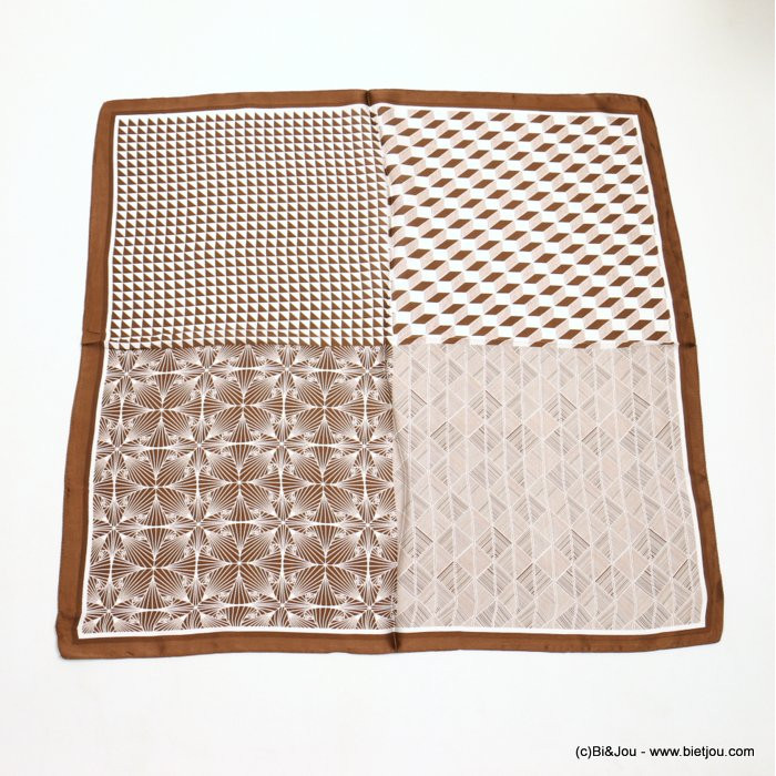 carré satin quadri-motifs géométrique touché soie polyester femme 0722507