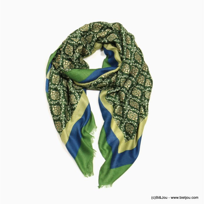 foulard scintillant motif fleur feuille femme 0722528